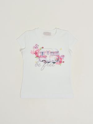 1. T-shirt fille en coton stretch Blanc