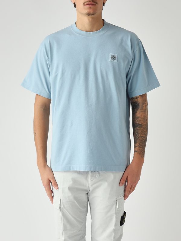 T-shirt en jersey de coton biologique peigné pour homme Bleu ciel pastel Stone Island