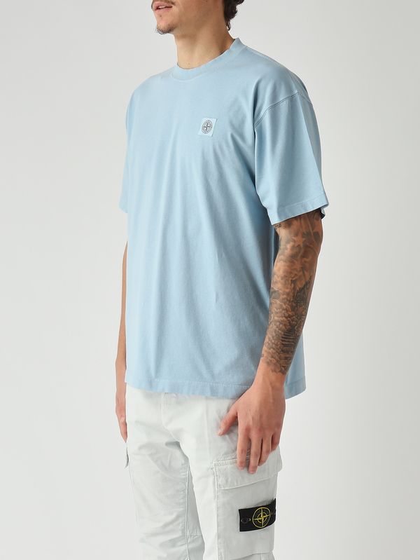 3. Men's T-shirt in combed organic cotton jersey Pastel Sky Blue Stone Island l1s152100030s0115
