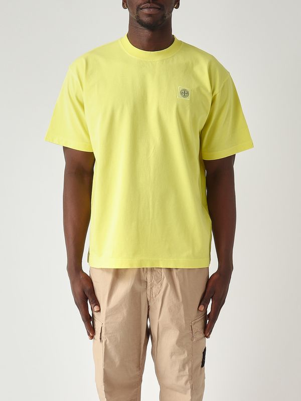 T-shirt en jersey de coton biologique peigné pour homme Jaune Stone Island
