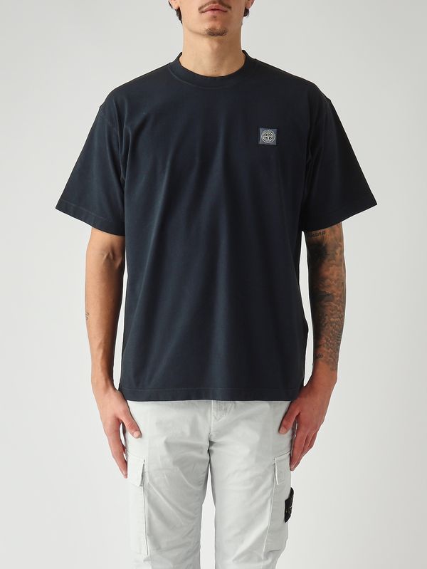 T-shirt en jersey de coton biologique peigné pour homme Bleu marine Stone Island