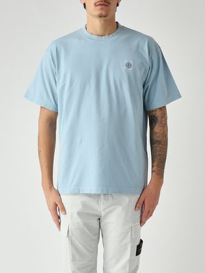 1. T-shirt en jersey de coton biologique peigné pour homme Bleu ciel pastel