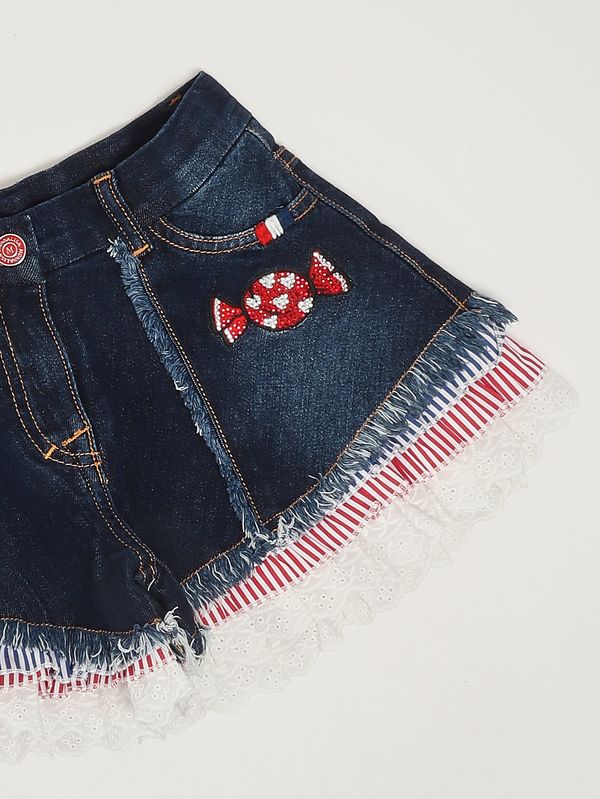 3. Short en coton stretch mélangé pour fille Jean bleu Monnalisa 19g4017015