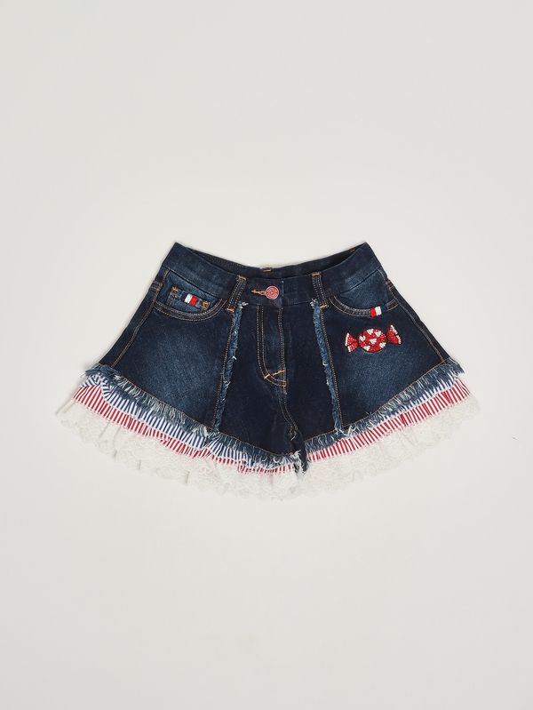Short en coton stretch mélangé pour fille Jean bleu Monnalisa