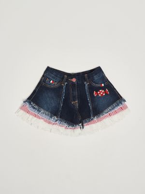 1. Short en coton stretch mélangé pour fille Jean bleu