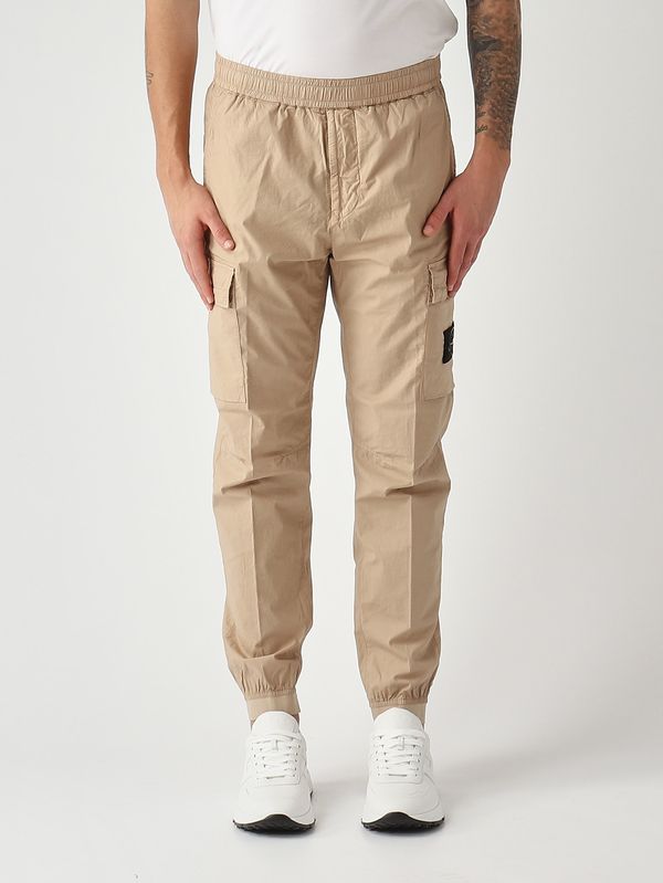 Pantalon cargo en toile de coton extensible pour homme Beige foncé Stone Island