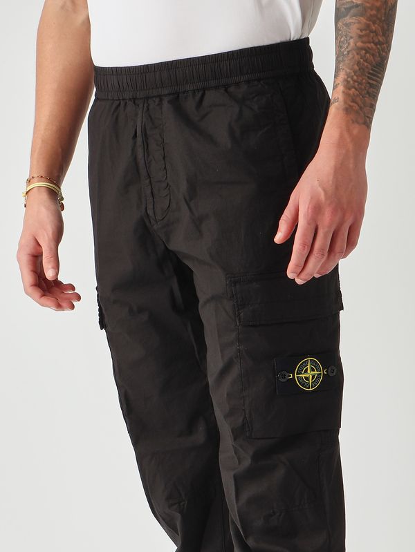 5. Pantalone uomo in tela di cotone stretch Nero Stone Island l1s153100031s0003