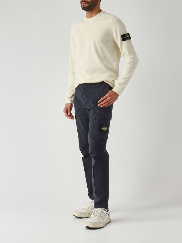 2. Pantalon cargo en sergé de coton extensible pour homme Bleu marine Stone Island l1s153100032s0a10
