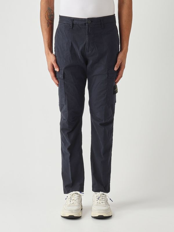 Pantalon cargo en sergé de coton extensible pour homme Bleu marine Stone Island