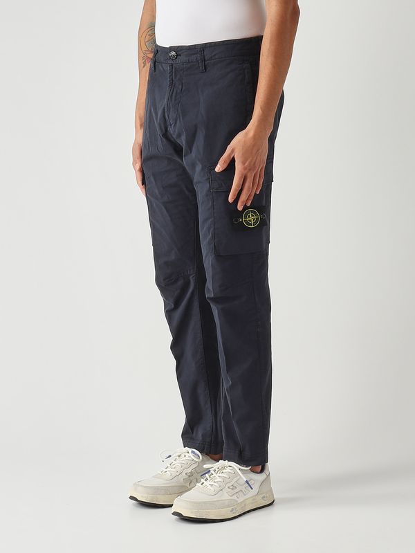 3. Pantalon cargo en sergé de coton extensible pour homme Bleu marine Stone Island l1s153100032s0a10