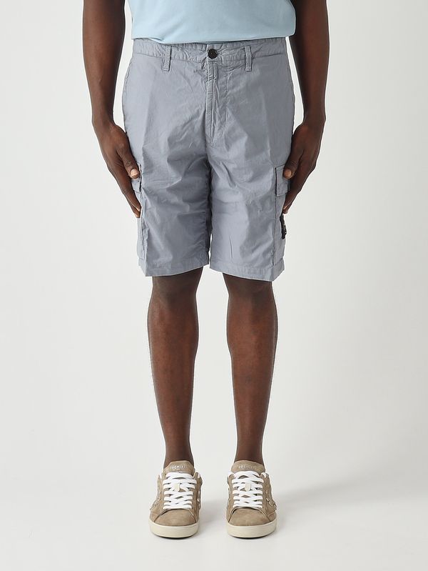 Herren-Bermudashorts aus Stretch-Baumwoll-Canvas Helles Avio Stone Island
