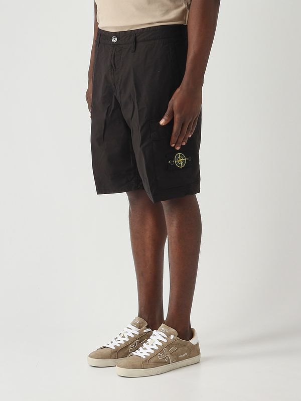 3. Bermuda uomo in tela di cotone stretch Nero Stone Island l1s15l100020s0003