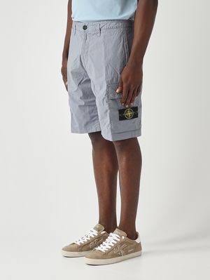 3. Bermuda uomo in tela di cotone stretch Avio Chiaro