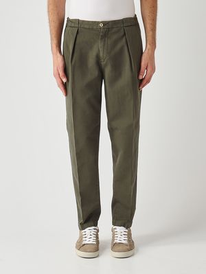 1. Herrenhose PortobelloD Easy Fit aus Leinen und Baumwolle Militärgrün