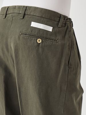 4. Herrenhose PortobelloD Easy Fit aus Leinen und Baumwolle Militärgrün