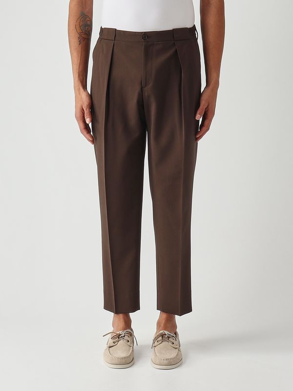 Pantalón de hombre PortobelloS Easy Fit de lana virgen Marrón Briglia