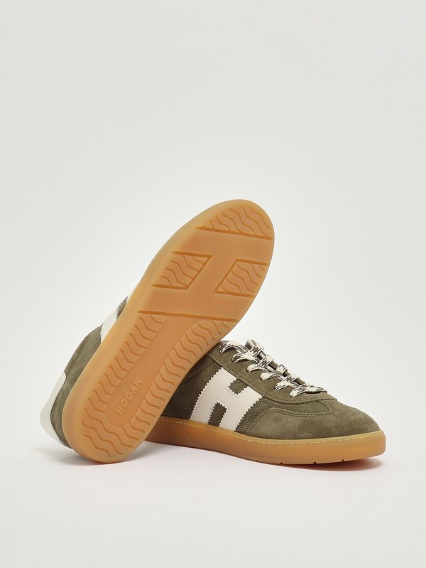 4. Baskets pour homme Cool en daim Kaki Hogan hxm6470fb60uwx