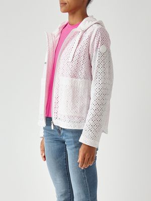 3. Veste femme Blooming en tissu effet broderie anglaise Blanc