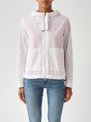 1. Veste femme Blooming en tissu effet broderie anglaise Blanc