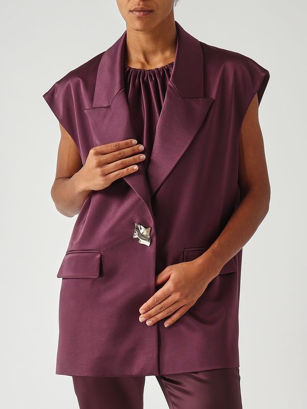 5. Blazer de mujer color berenjena en satén Burdeos Pinko 106585a1y5