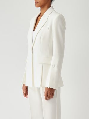 3. Blazer femme Carciofo en toile technique légère Blanc Soie