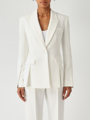 1. Blazer femme Carciofo en toile technique légère Blanc Soie