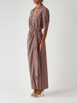 3. Damenkleid aus Viskosemischung Braun-Rosa