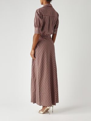 4. Damenkleid aus Viskosemischung Braun-Rosa
