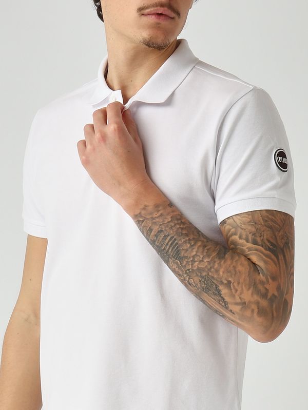 4. Men's polo shirt in stretch piqué cotton White Colmar 76464sh