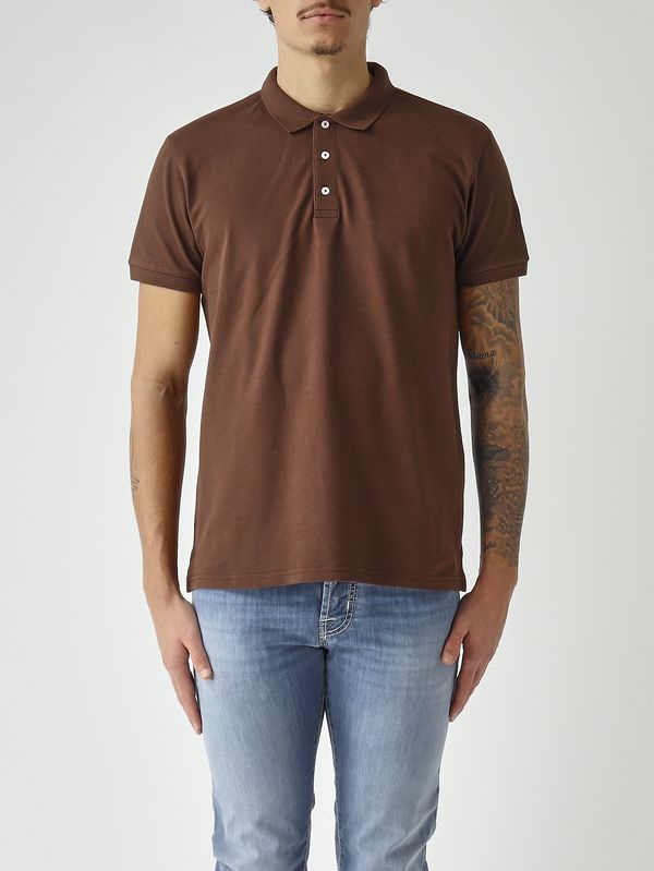 Polo homme en coton piqué stretch Marron Foncé Colmar