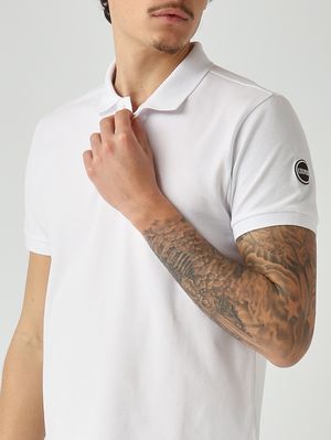 4. Men's polo shirt in stretch piqué cotton White