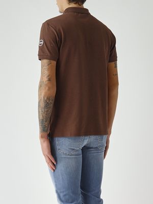 3. Polo de hombre de algodón piqué elástico Marrón oscuro