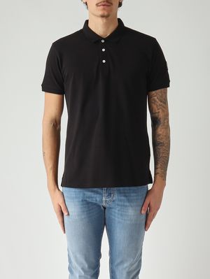1. Herren-Poloshirt aus Stretch-Baumwollpiqué Schwarz