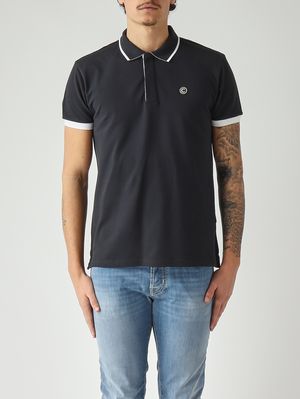 1. Herren-Poloshirt aus Stretch-Baumwollpiqué Marineblau