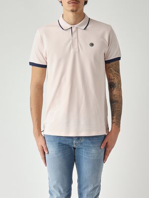 1. Men's stretch cotton piqué polo Light Pink
