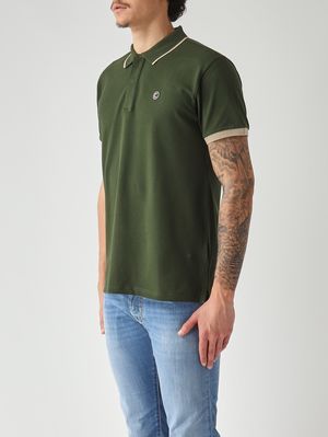2. Polo para hombre de piqué de algodón elástico Verde Bosque