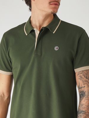 4. Polo para hombre de piqué de algodón elástico Verde Bosque