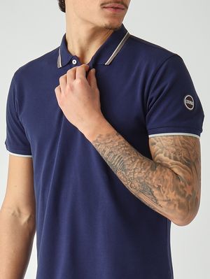 4. Polo de hombre de algodón piqué elástico Azul real