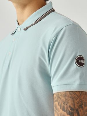 4. Herren-Poloshirt aus Stretch-Baumwollpiqué Azurblau