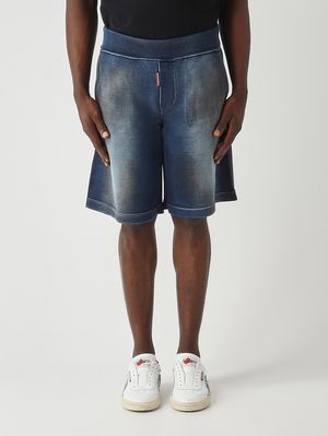 1. Herren-Shorts aus Baumwollstrick Denimblau