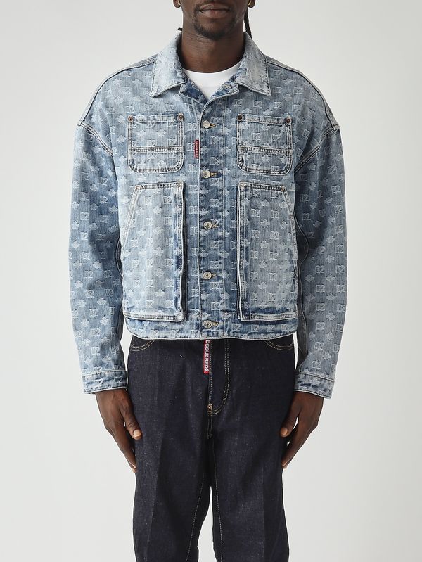 1. Herrenjacke aus Baumwoll-Denim Helles Denim Dsquared2 s74am1687d30023