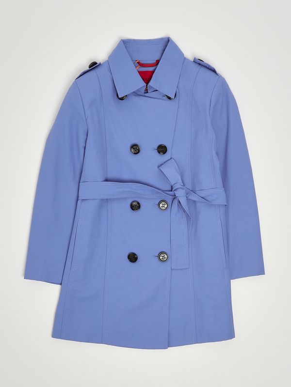 Gabardina para niña de mezcla de algodón Azul celeste Max & Co. KID