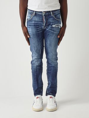 1. Herren-Skater-Jeans aus Stretch-Baumwoll-Denim Mittleres Denim