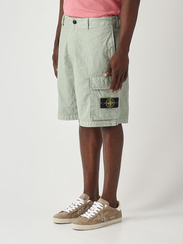 3. Herren-Bermudashorts aus kalandriertem Nylon mit Panama-Bindung Salbei Stone Island l1s15l100001s0069