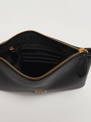 5. Damentasche Flat Classic aus Leder Schwarz