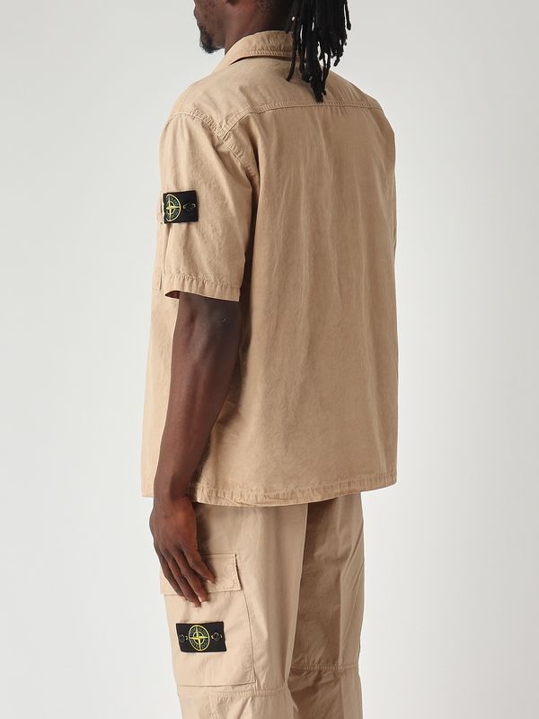 4. Herren-Overshirt aus elastischem Bio-Baumwolltwill Dunkelbeige Stone Island l1s151200031s00wn