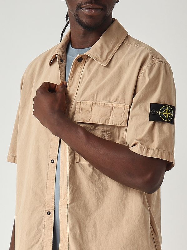 5. Herren-Overshirt aus elastischem Bio-Baumwolltwill Dunkelbeige Stone Island l1s151200031s00wn