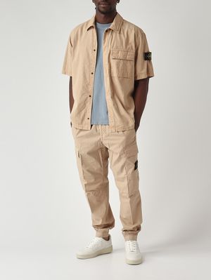 2. Herren-Overshirt aus elastischem Bio-Baumwolltwill Dunkelbeige
