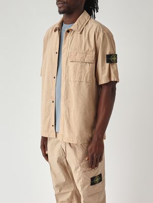 3. Herren-Overshirt aus elastischem Bio-Baumwolltwill Dunkelbeige
