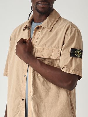 5. Herren-Overshirt aus elastischem Bio-Baumwolltwill Dunkelbeige